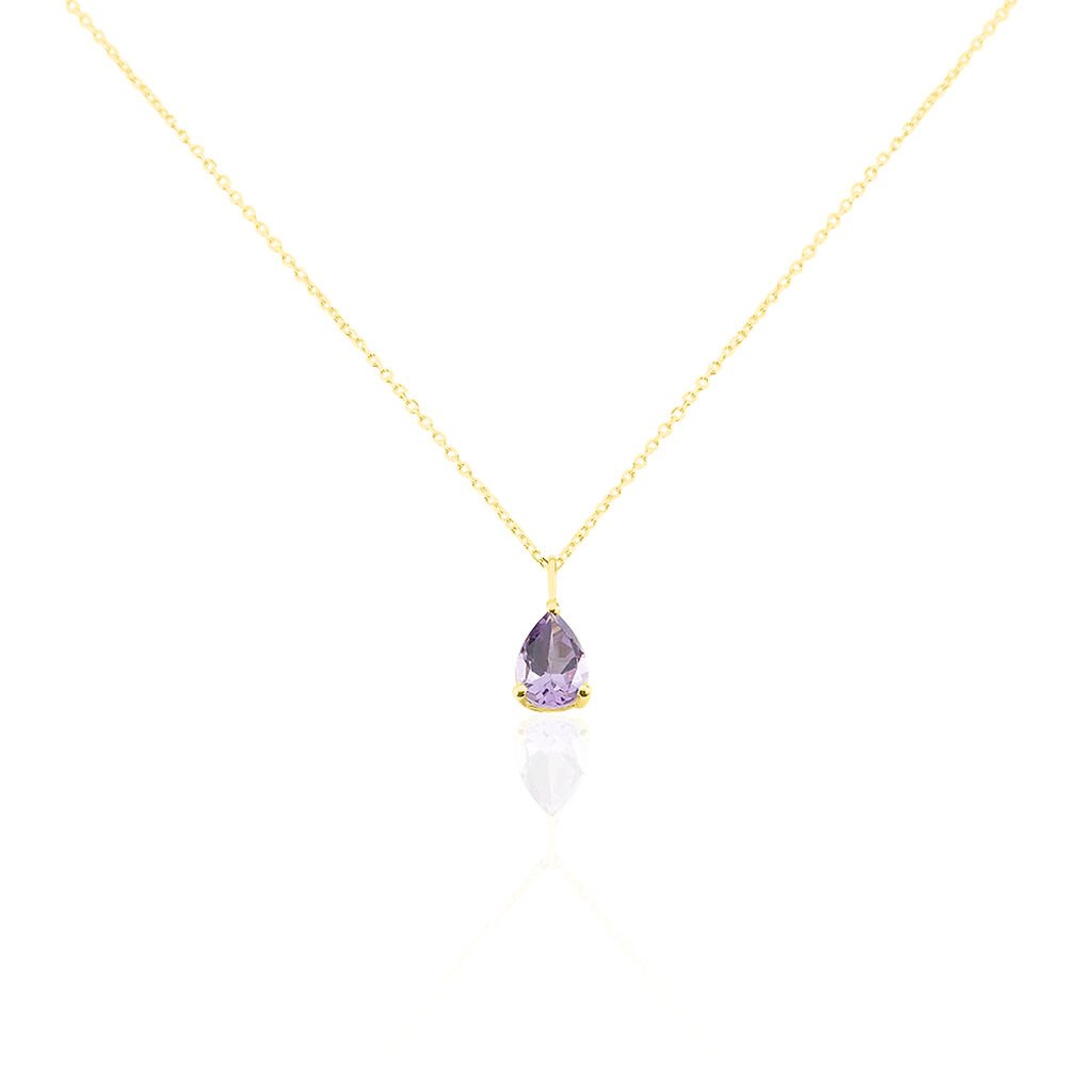 Collier Goutte Or Jaune Amethyste