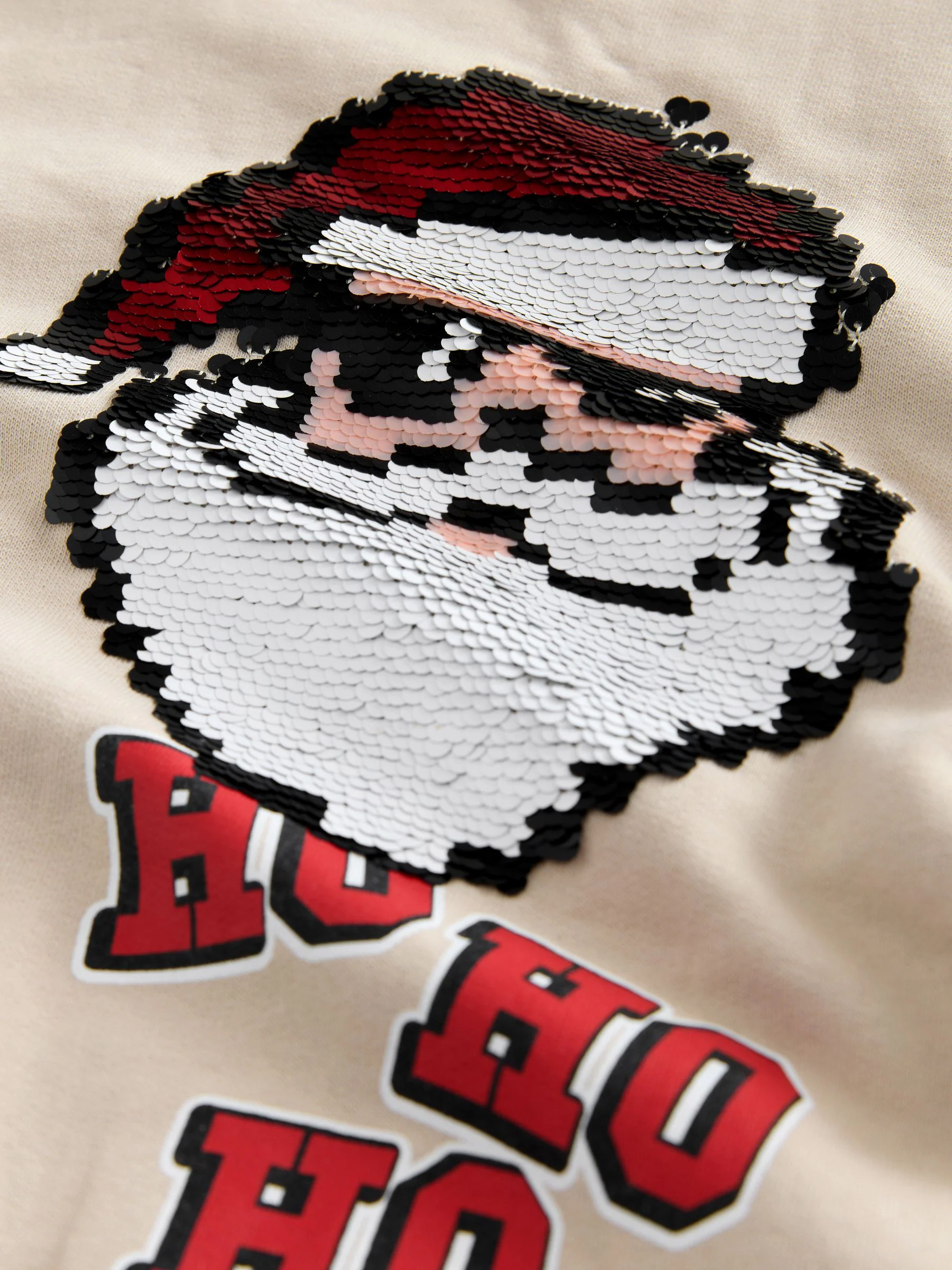 Pastelgeel - Sweatshirt met pailletten en kerstmanprint met ronde hals (3-16jr)