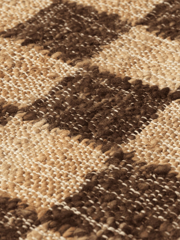 Ferm Living Check vloerkleed 200x300 wol jute Off-white/Natural