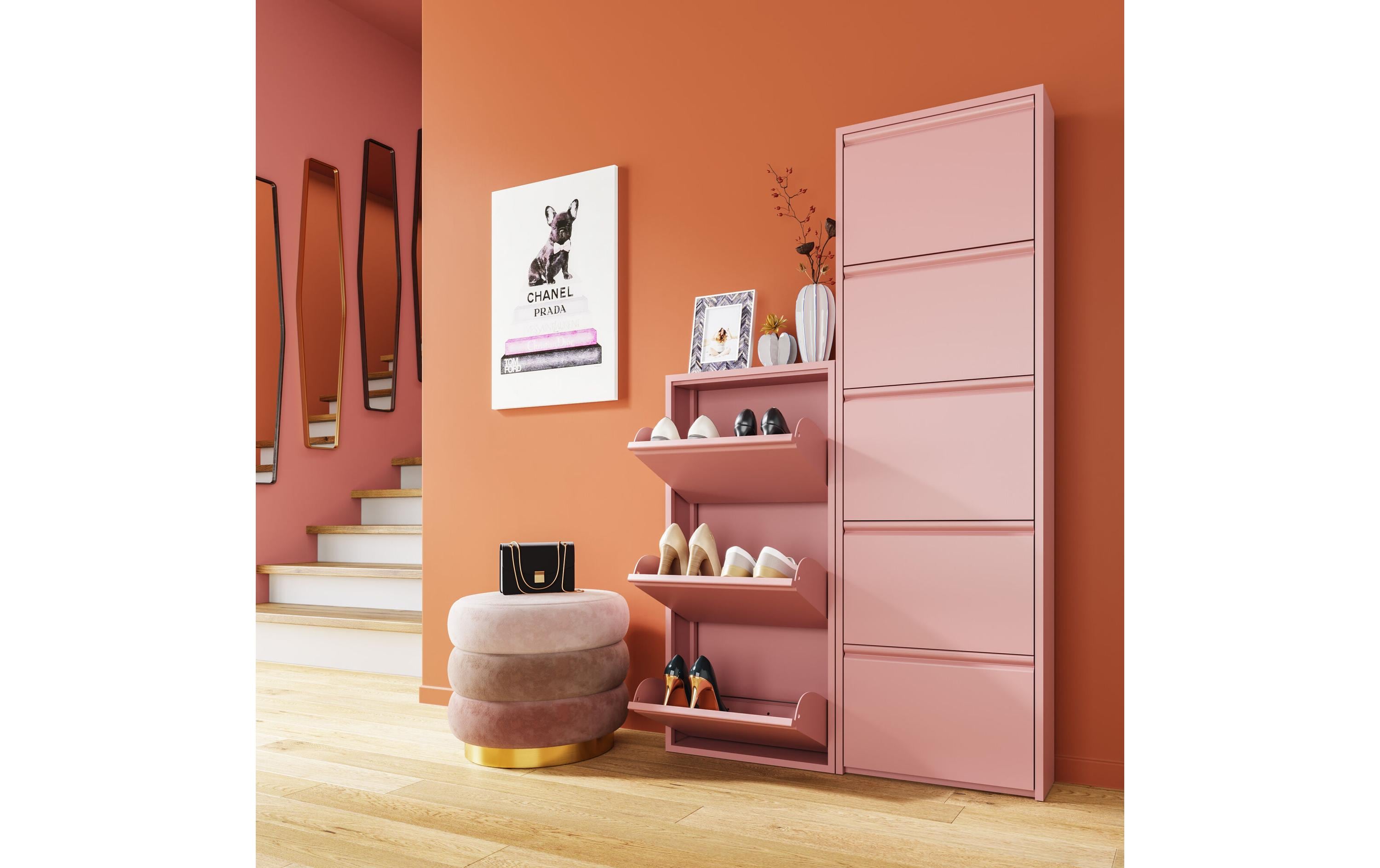 Schuhschrank Caruso 100 x 50 cm, Rosa<br>Schuhmöbel