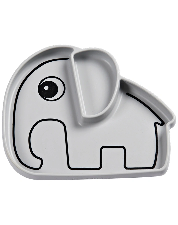 Silikon-Teller STICK&STAY PLATE – ELPHEE in grau