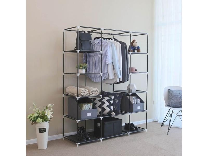 Songmics Regal mit hochrollbaren Türen Schwarz Kleiderschrank
