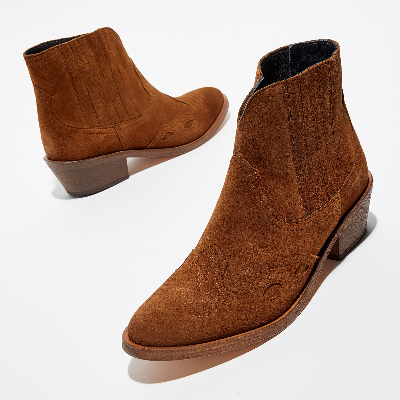 Anaki Chelsea Boots en Velours de Cuir Carrie marron
