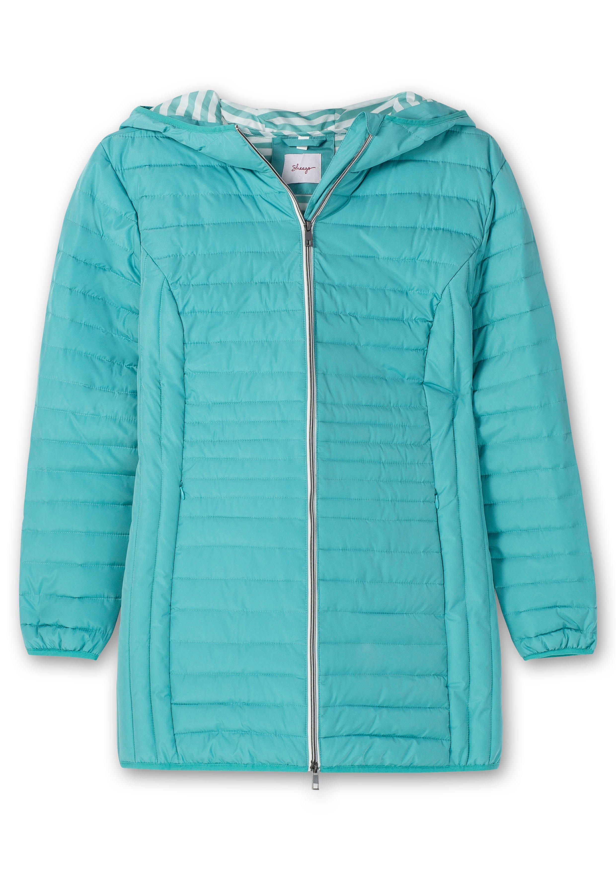 Leicht wattierte Longsteppjacke mit Kapuze