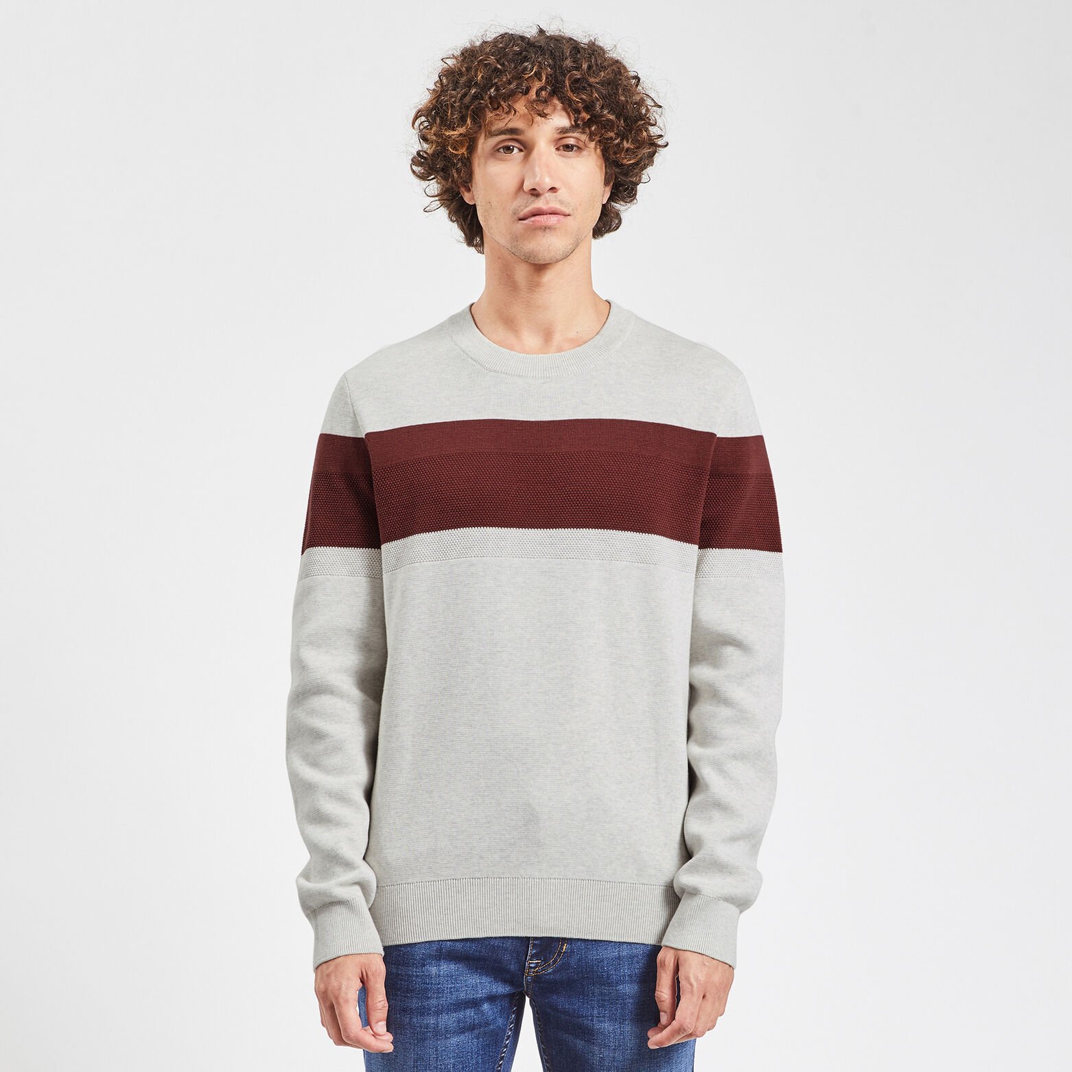 Pull colorblock 'le parfait by JULES' Gris clair