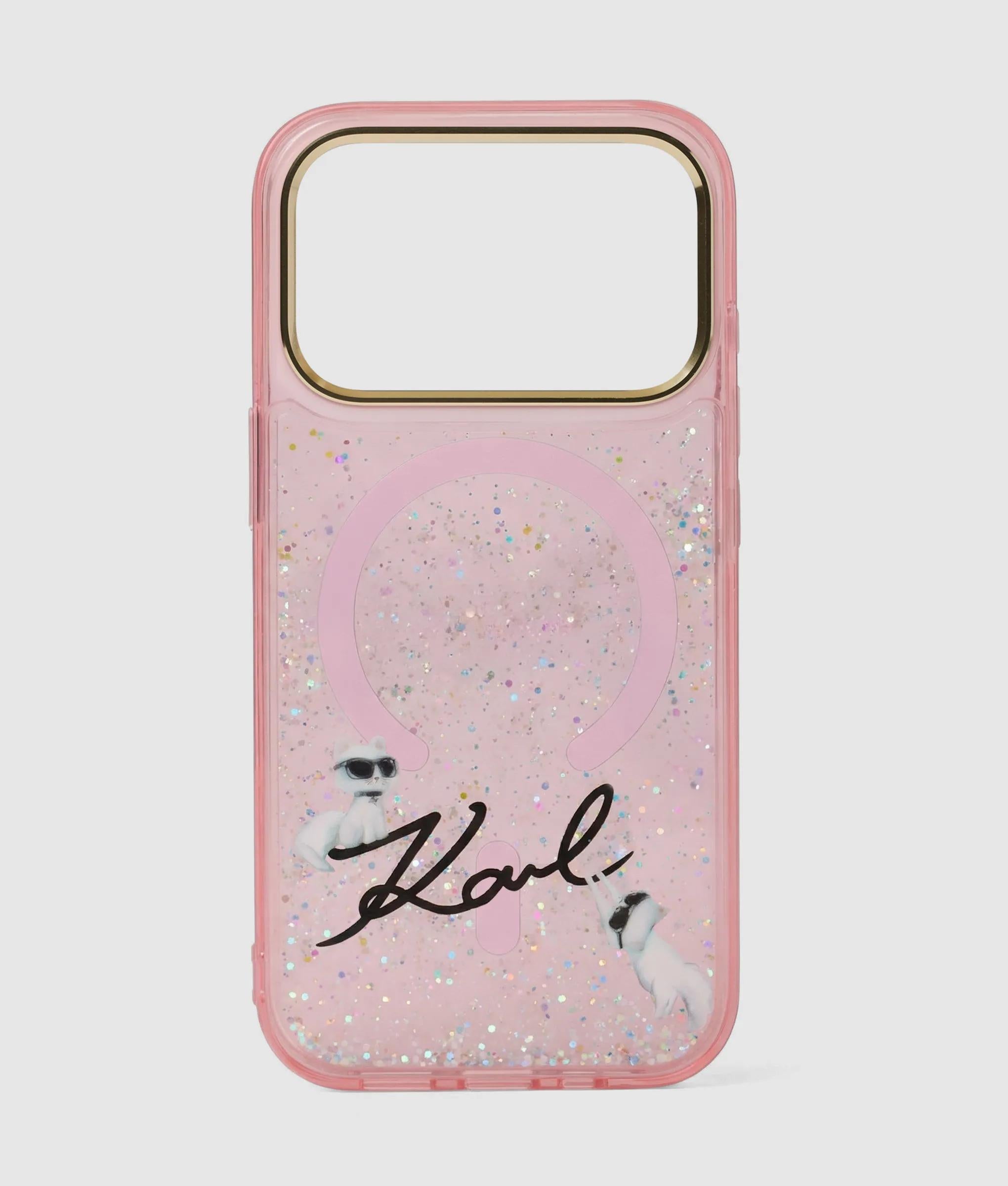 Ikon Choupette roze glitter hoesje voor iPhone 17 Pro Max