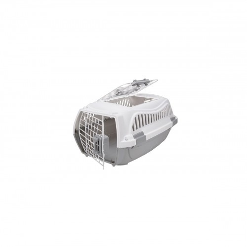 Mini caixa de transporte Wuapu em plástico branco para cães e gatos.