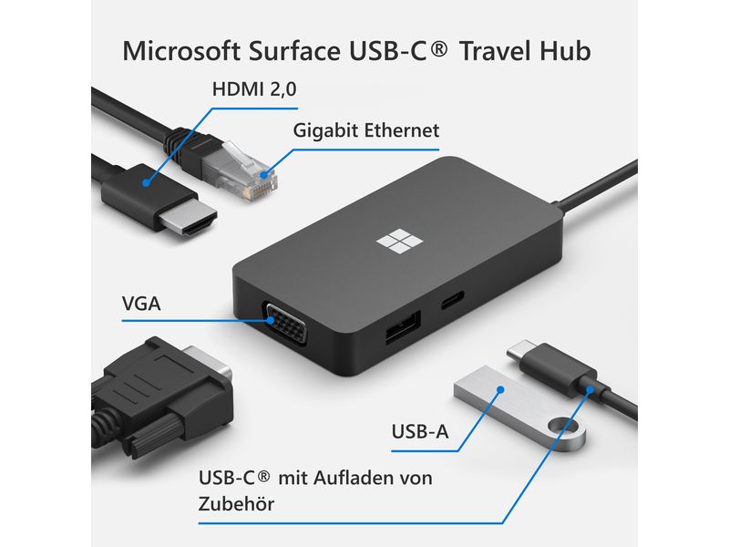 Microsoft Dockingstation USB-C Travel Hub Kompakte USB-C-Reisedockingstation