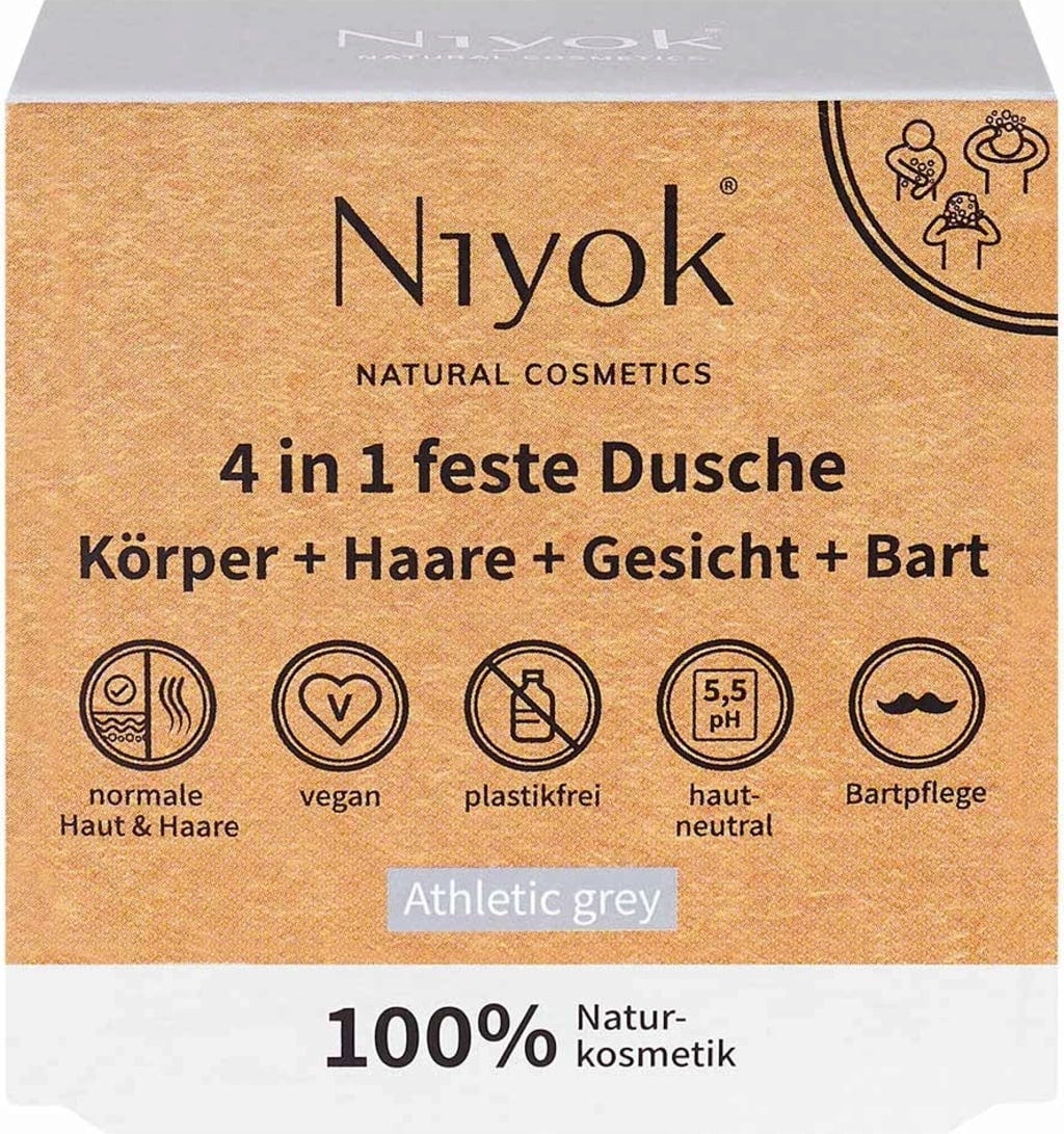 Niyok  4in1 Feste Dusche Athletic Grey, 80 g