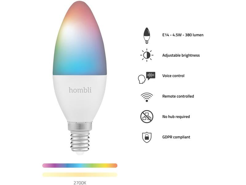 hombli Leuchtmittel E14 (4.5W) RGB   CCT 1 1 Pack Hombli Smart-Glühlampe