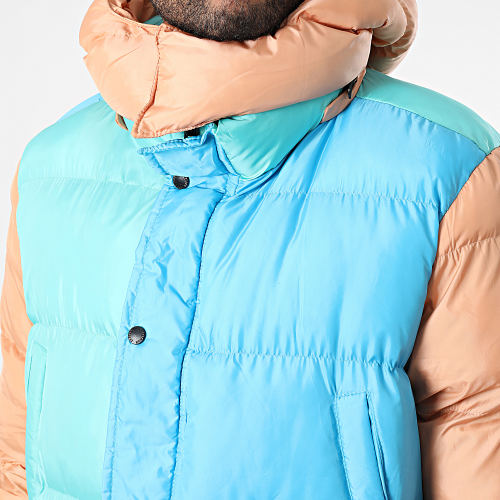 Doudoune Capuche MNT-10020 Turquoise Bleu Clair Saumon