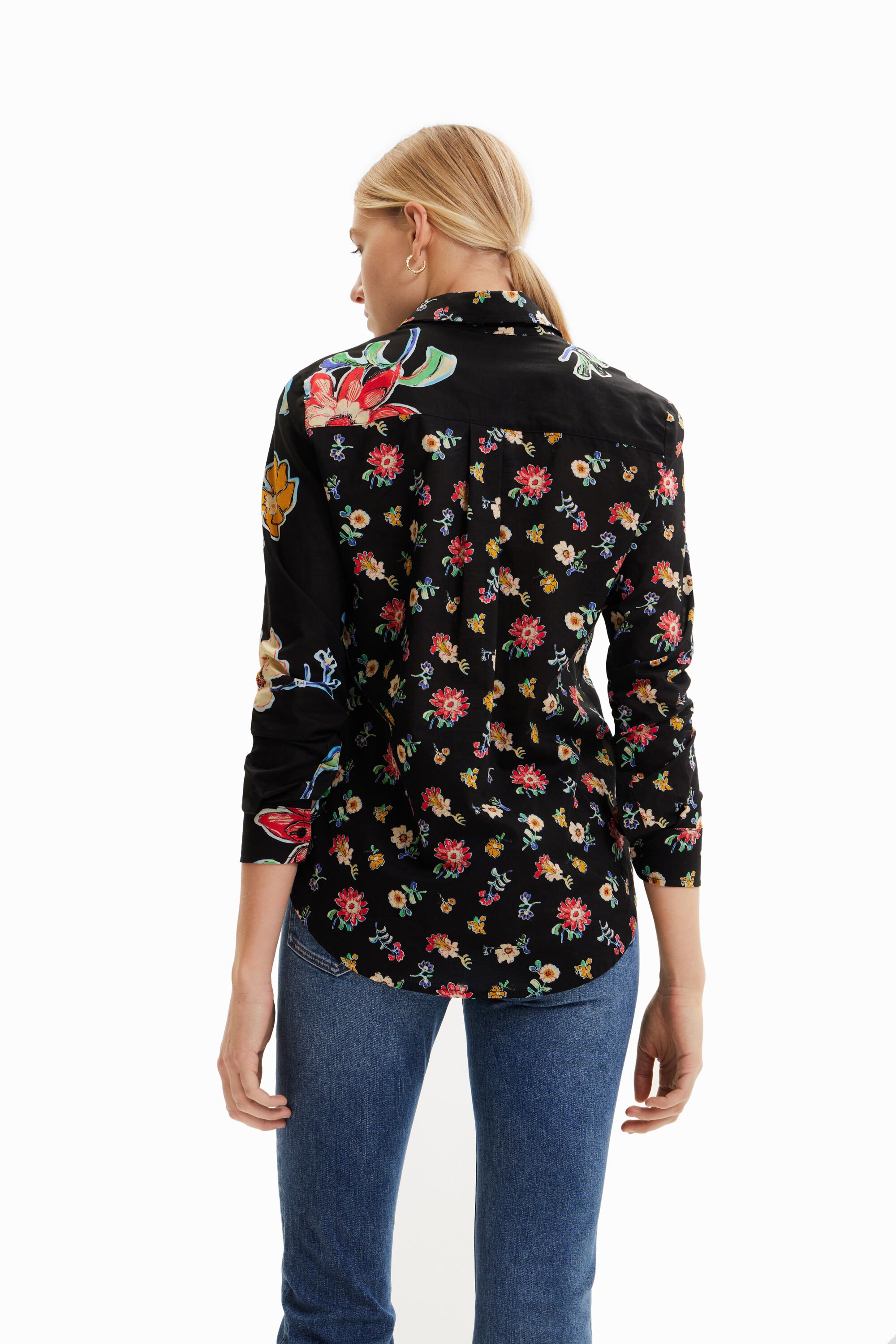 Chemise moitié-moitié fleurs