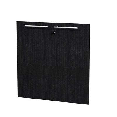 Jeu de 2 portes pleines - pour bibliothèque 2 étagères FLORA - L80 x H77 cm - imitation frêne noir