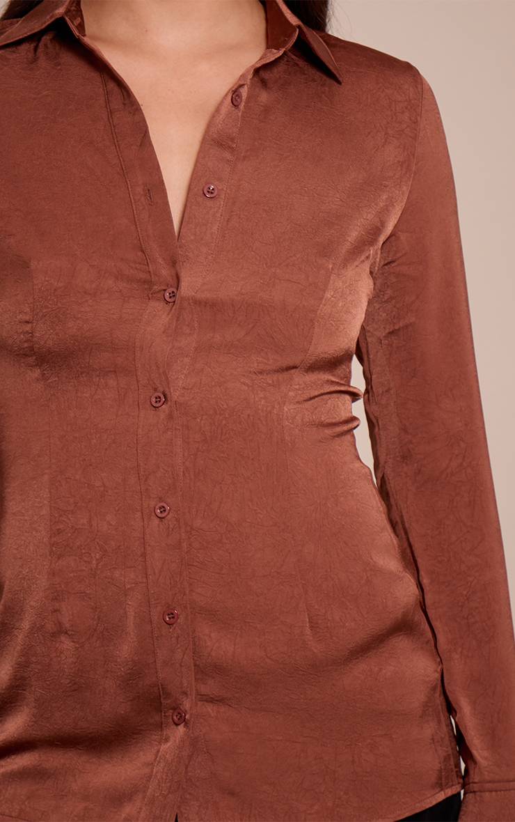 Chocolat Chemise Ajustée Texturée