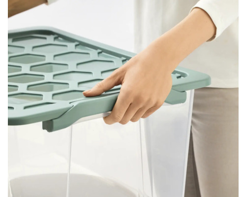 Rotho Box met deksel en wielen Evo Safe 65 l transparant 59x41,2x39,5 cm