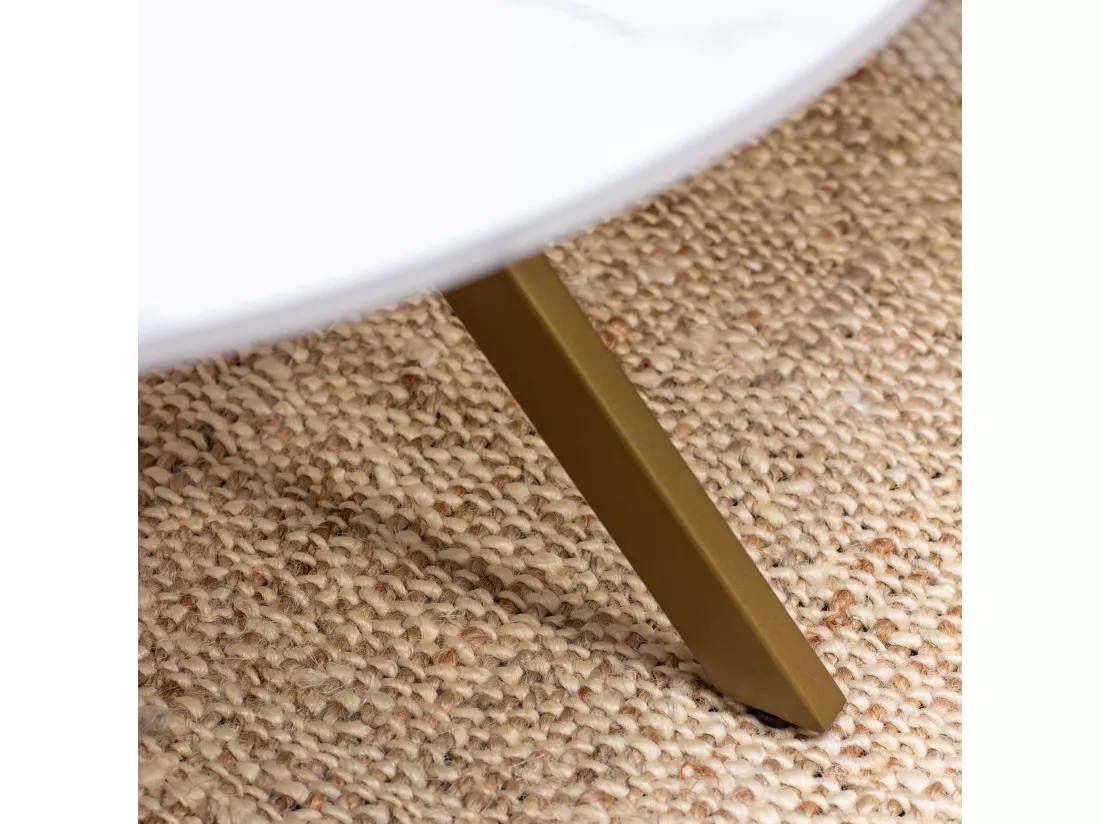 Now's Home - Set De 2 Tables Basses Effet Marbre Pieds Metal H30 Et 40cm Hoxton
