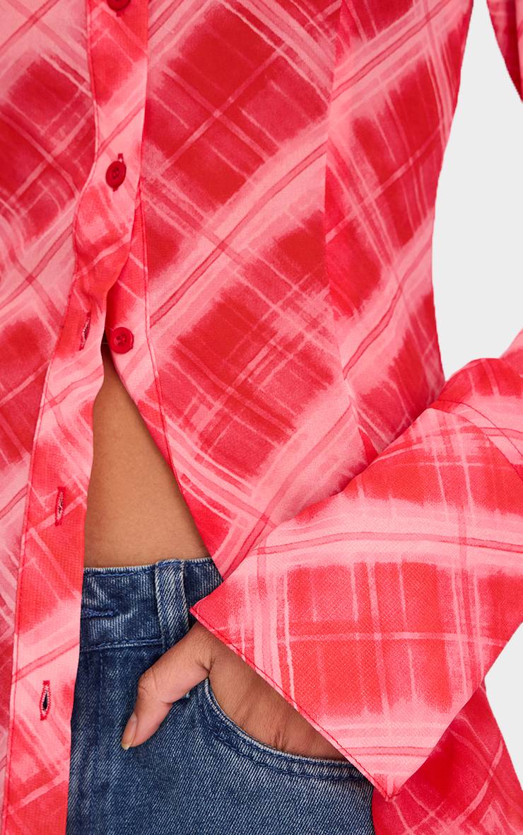 Rouge Chemise Ajustée En Mousseline