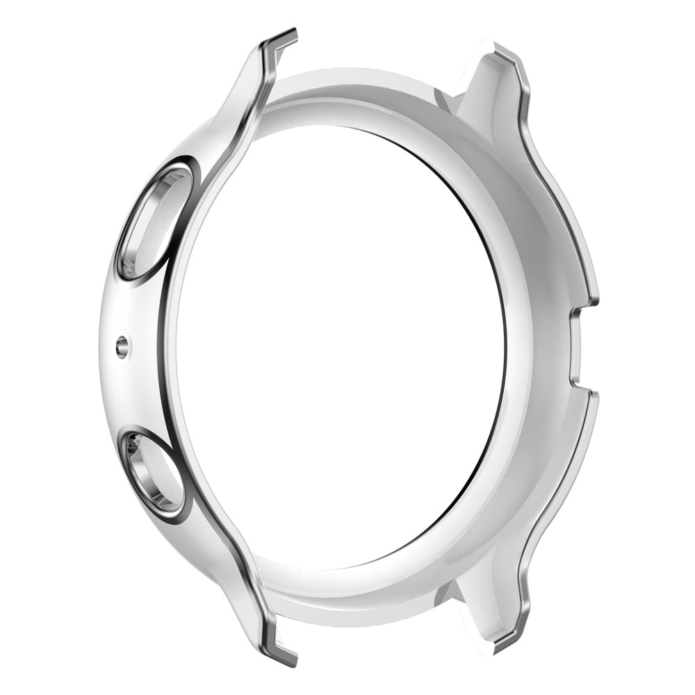Samsung Galaxy Watch Active 2 (44mm) Galvanisierte Glitzer Strass Bumper Hülle   Display Schutzglas - Weiss / Silber