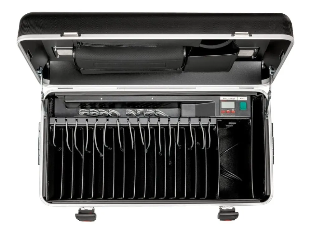PARAT PARAPROJECT Case i16 - Vogn med hjul (synkronisering og opladning) - for 16 tablets - låsbar - aluminium, ABS plastic - sort - output: 5 V