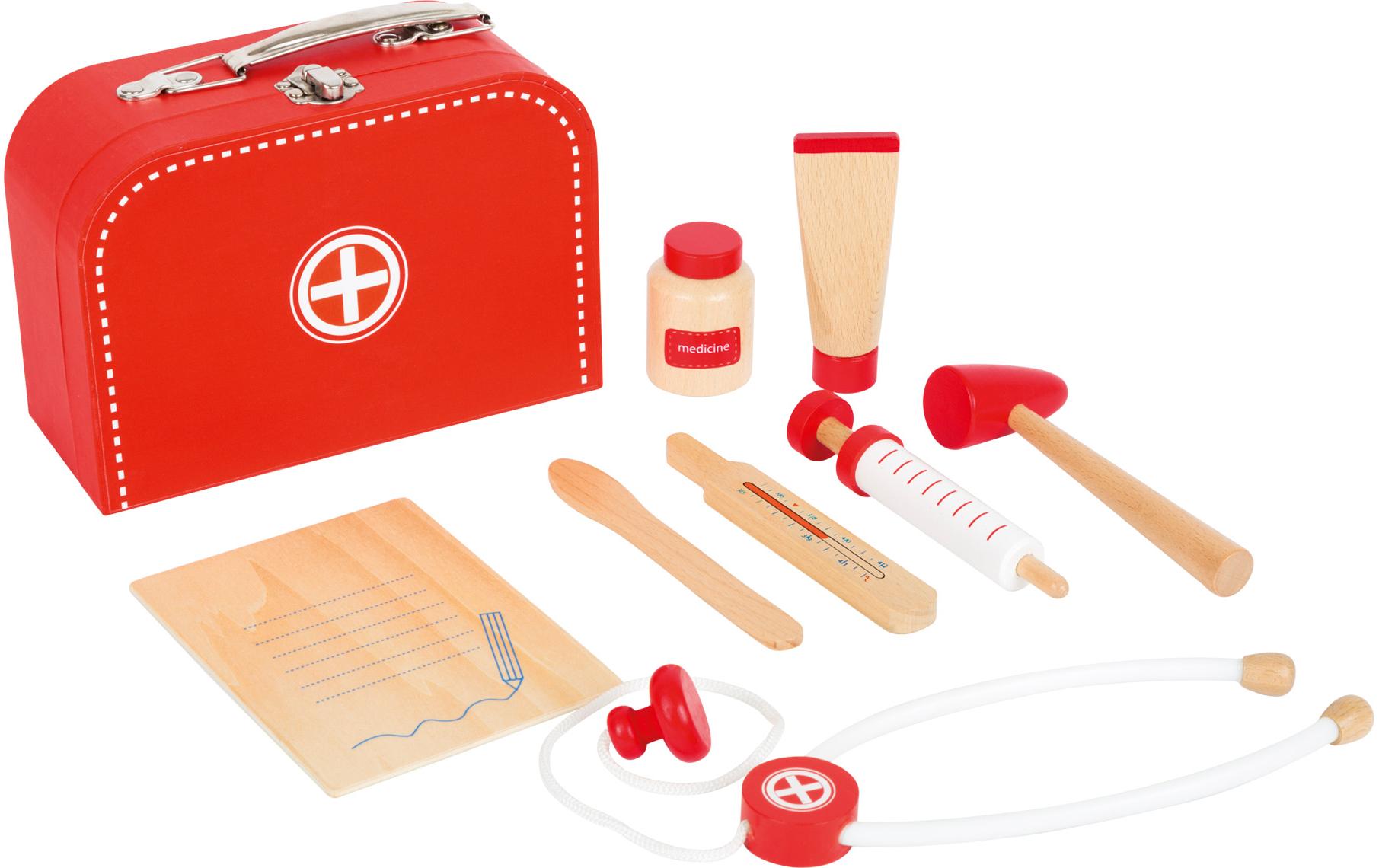 Arztkoffer SpielsetSpielzeug-Arztkoffer mit umfangreichem Zubehör aus Holz