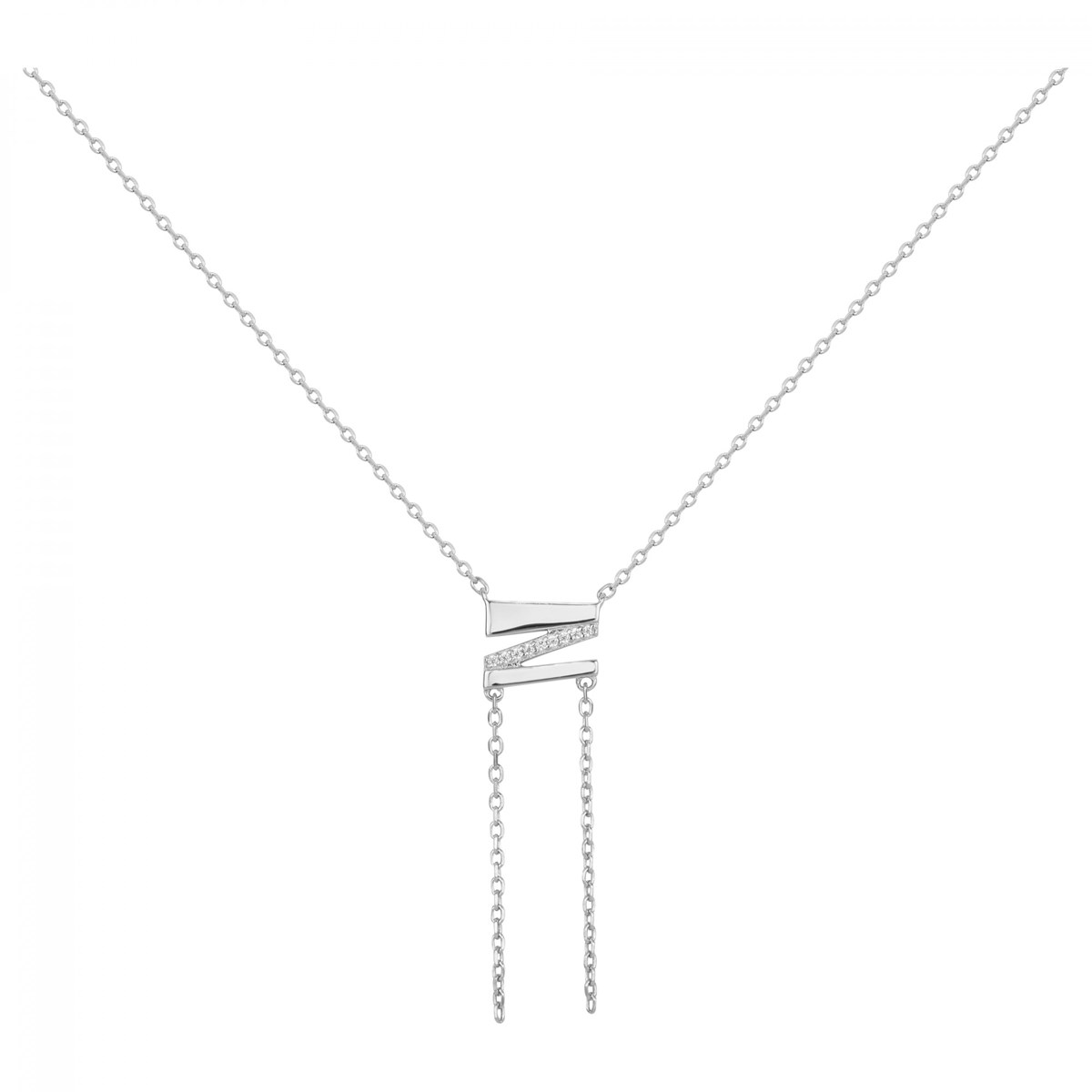 Collier Y en Argent avec oxyde de zirconium blanc