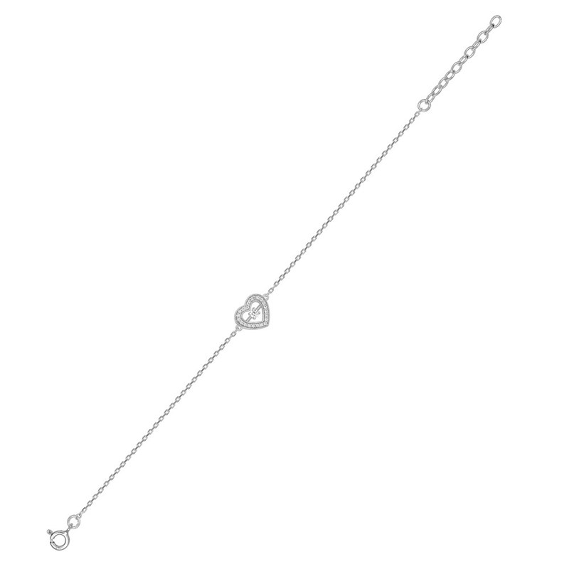 Bracelet coeur Femme - Argent 925 - Longueur : 18 cm