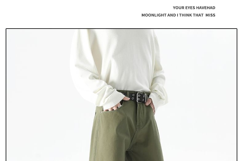 AXEN - Mid Rise Plain Straight Leg Broek