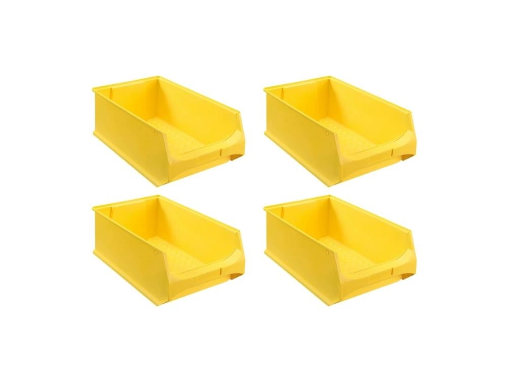 PROREGAL Super Saver Set 4x Gele Opbergdoos 5,0 HxBxD 20 x 30 x 50 cm 21,8 Liter Opbergcontainer
