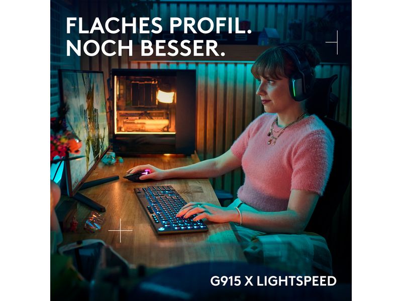 Logitech Gaming-Tastatur G915 X Lightspeed GL Tactile Kabelloses Gaming Keyboard mit flachem Profil