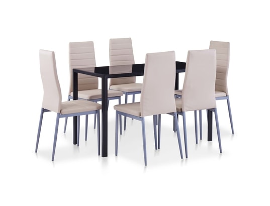 VIDAXL - Ensemble table et chaises Ensemble de salle à manger 7 pcs cappuccino