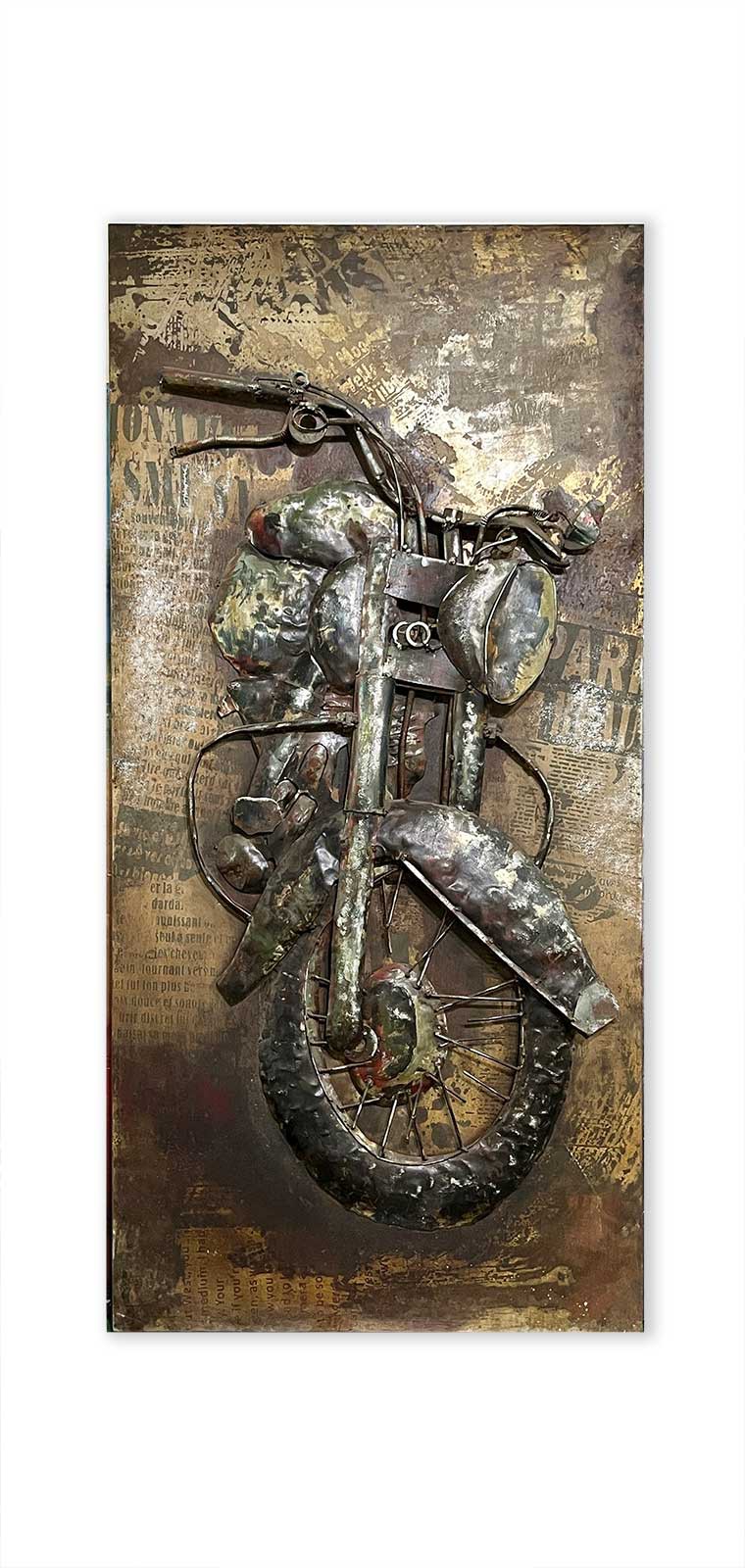 Wandbild 'Motorrad' aus Metall, multicolor, B 70 cm, H 140 cm, T 8 cm von fischer's lagerhaus
