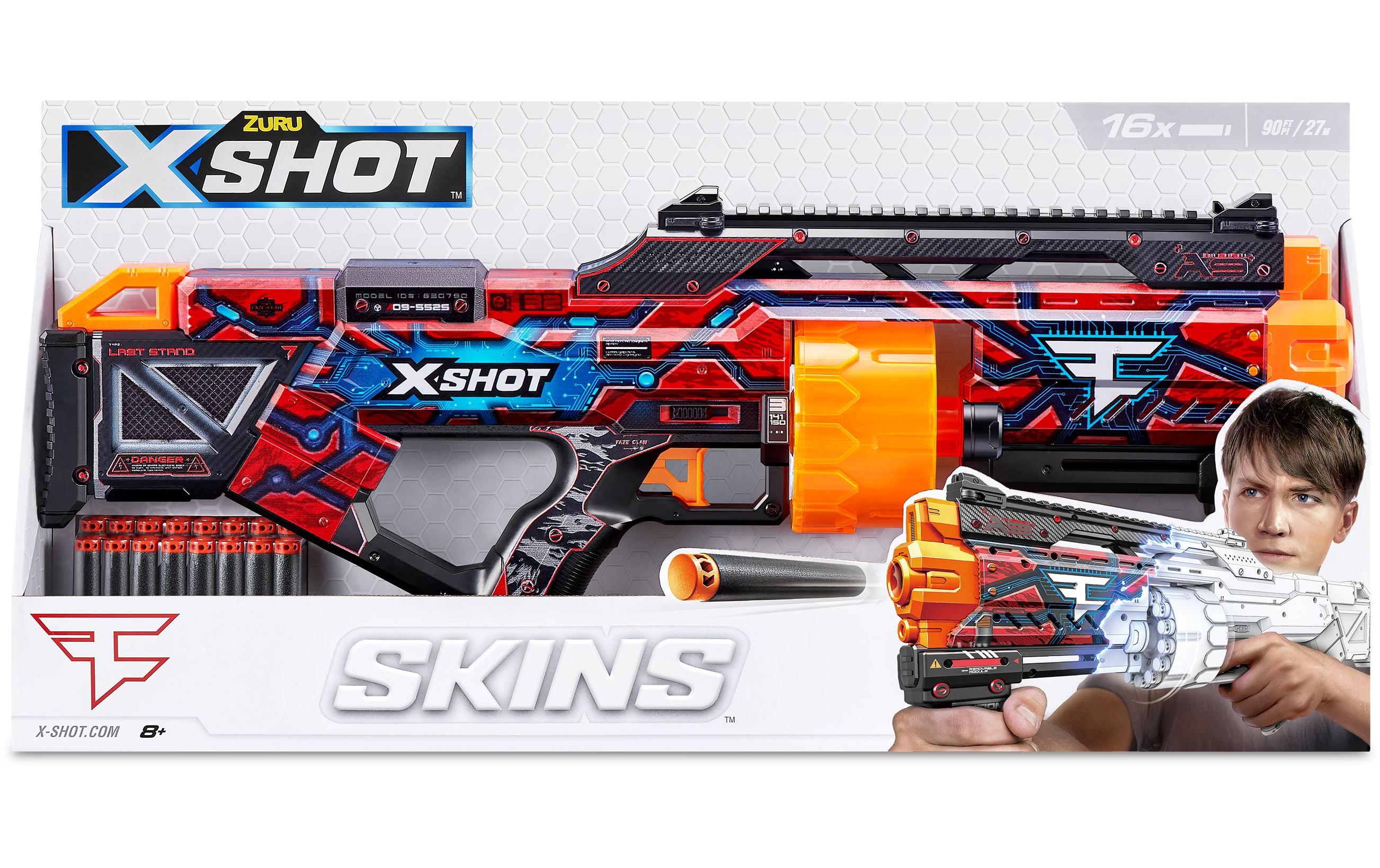 X-Shot Skins Last Stand Faze mit 16 DartsDart-Blaster mit Schaumstoff-Darts