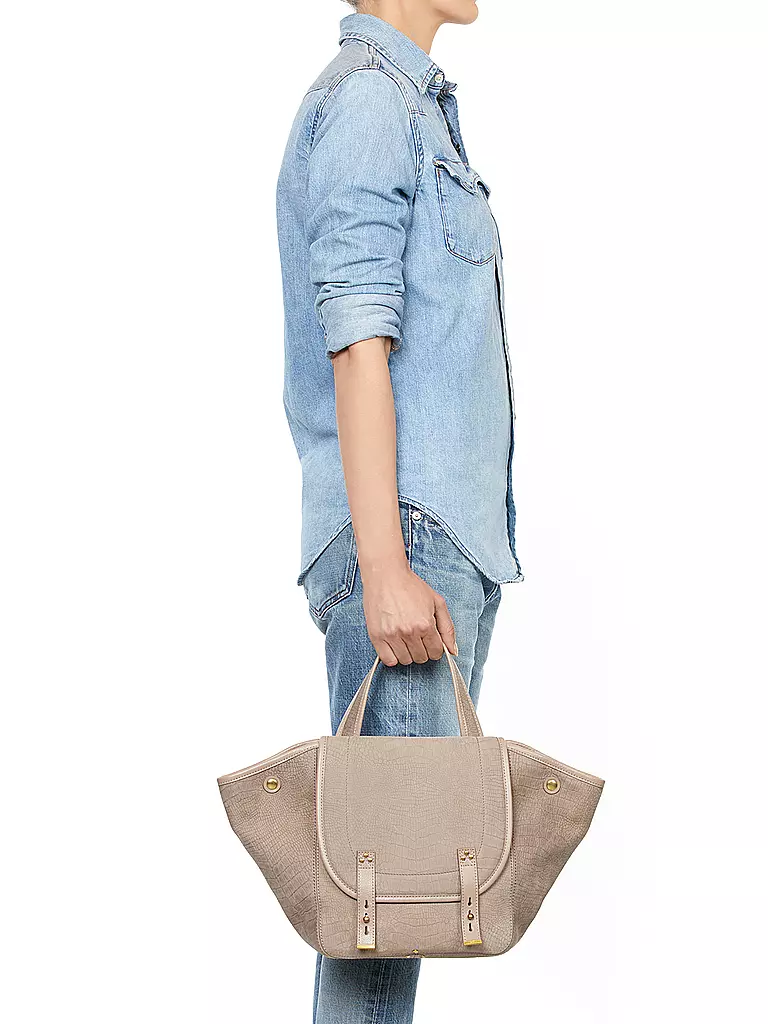 JEROME DREYFUSS Ledertasche - Henkeltasche STAN PANIER Medium grau