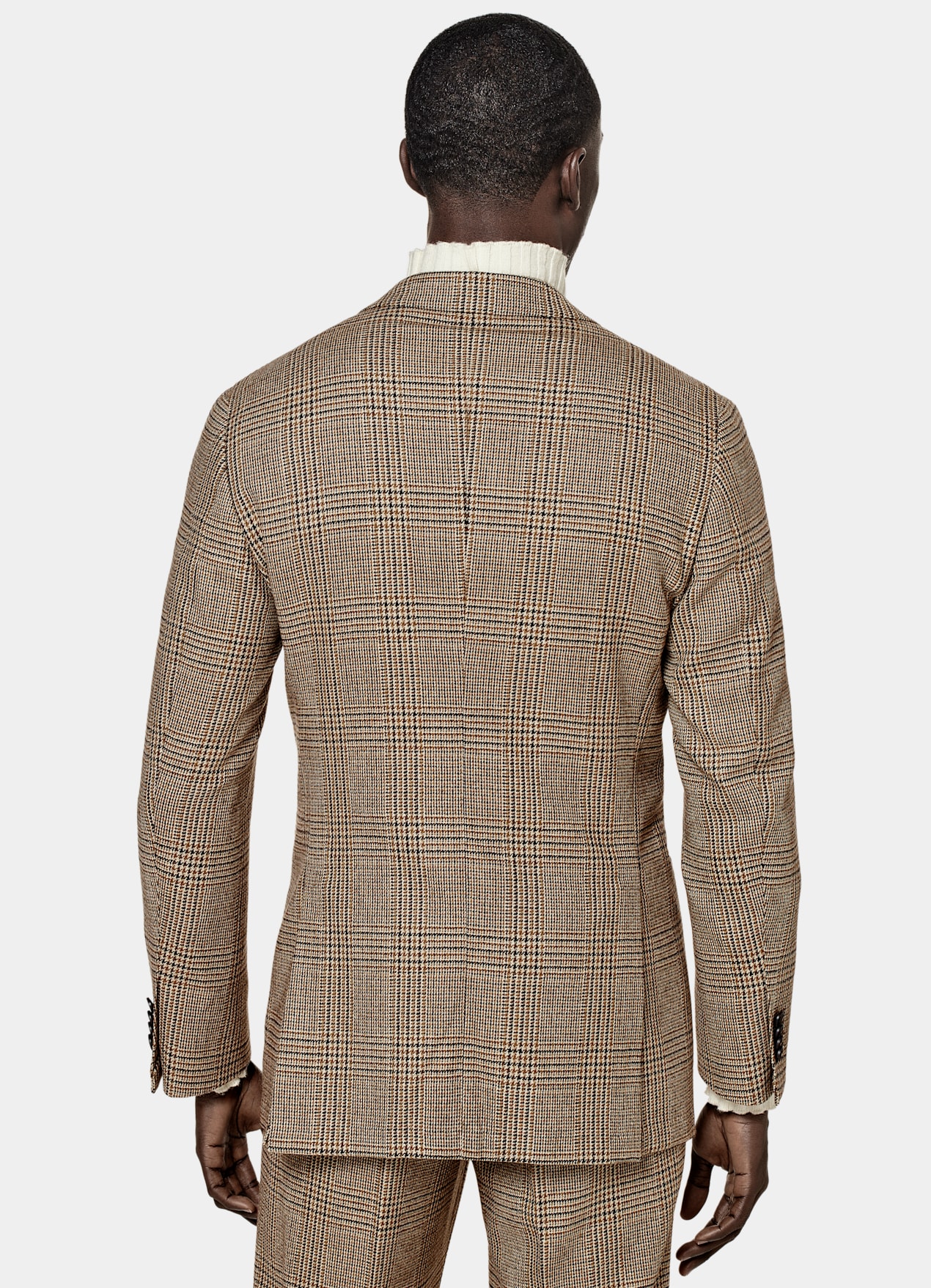 Costume Havana coupe Tailored marron moyen à carreaux