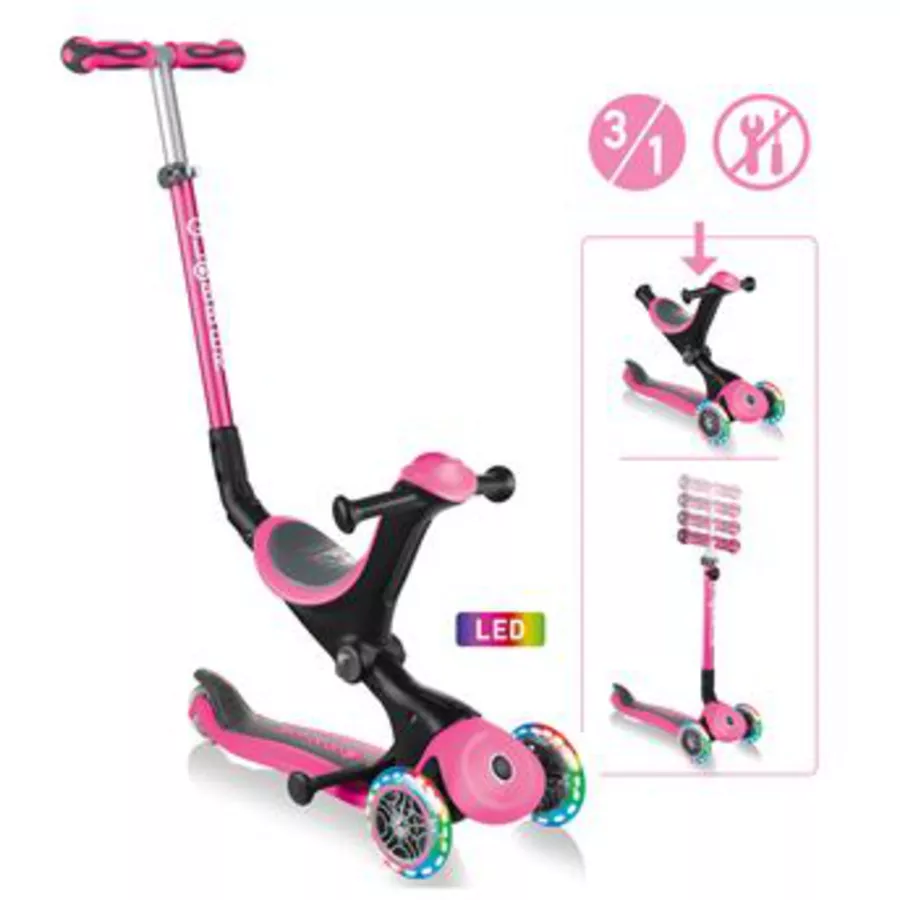 GLOBBER GO-UP DELUXE LIGHTS pink, mit Leuchtrollen