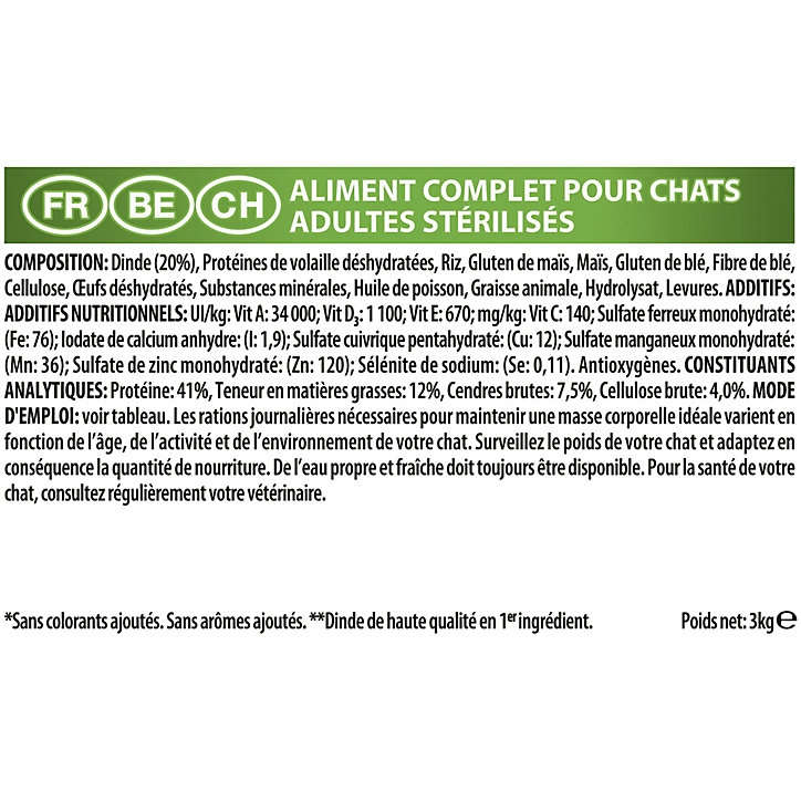 Croquettes pour chat stérilisé Pro Plan Sterilised Adult Optirenal riche en dinde 3kg