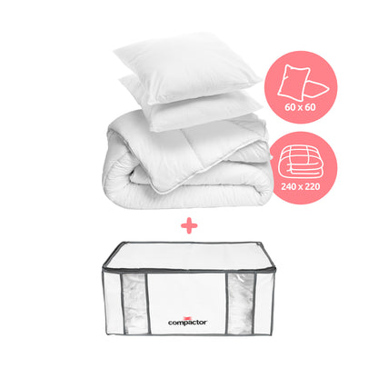 Pack couette 220x240   2 oreillers   housse de rangement sous vide Life taille XXL