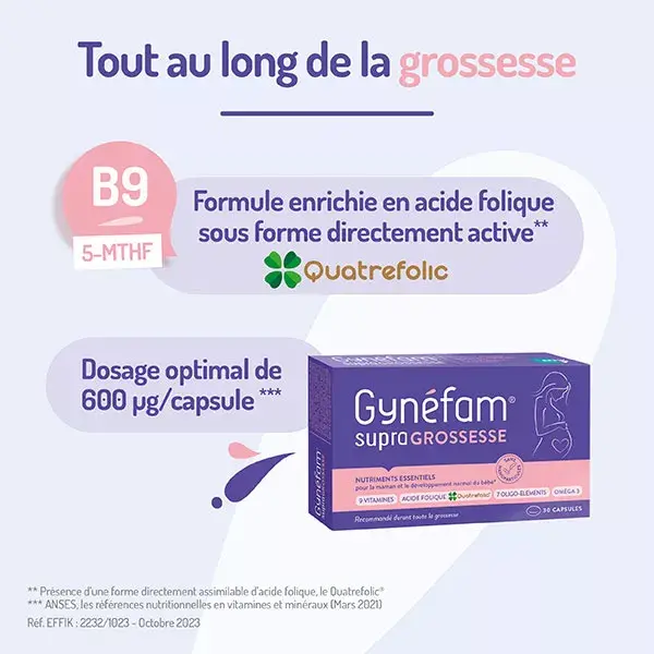 Gynefam Supra Pregnancy - Suprimento para 1 mês, com 30 cápsulas.