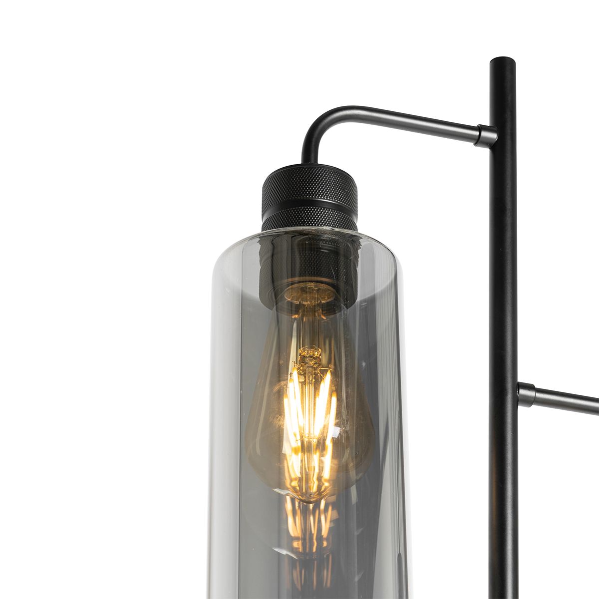Moderne vloerlamp zwart met smoke glas 2-lichts - Stavelot