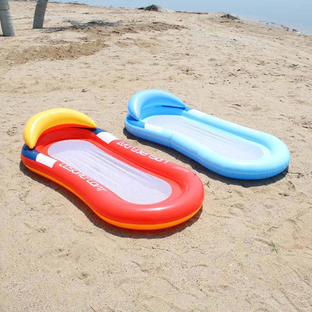 (153cm) Grosse Aufblasbare Wasser Luftmatratze Wasserhängematte Liegesofa mit Netz   Luftpumpe - Rot