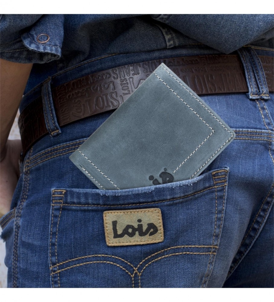 Carteira de couro Lois 201518 Azul - 8 x 11 cm -