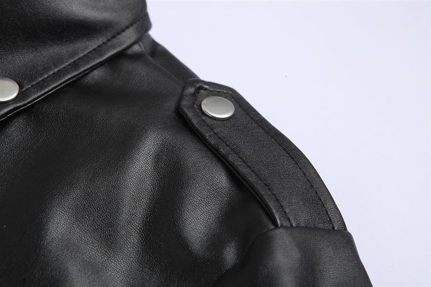 Fireon - Effen imitatieleren bikerjack met rits