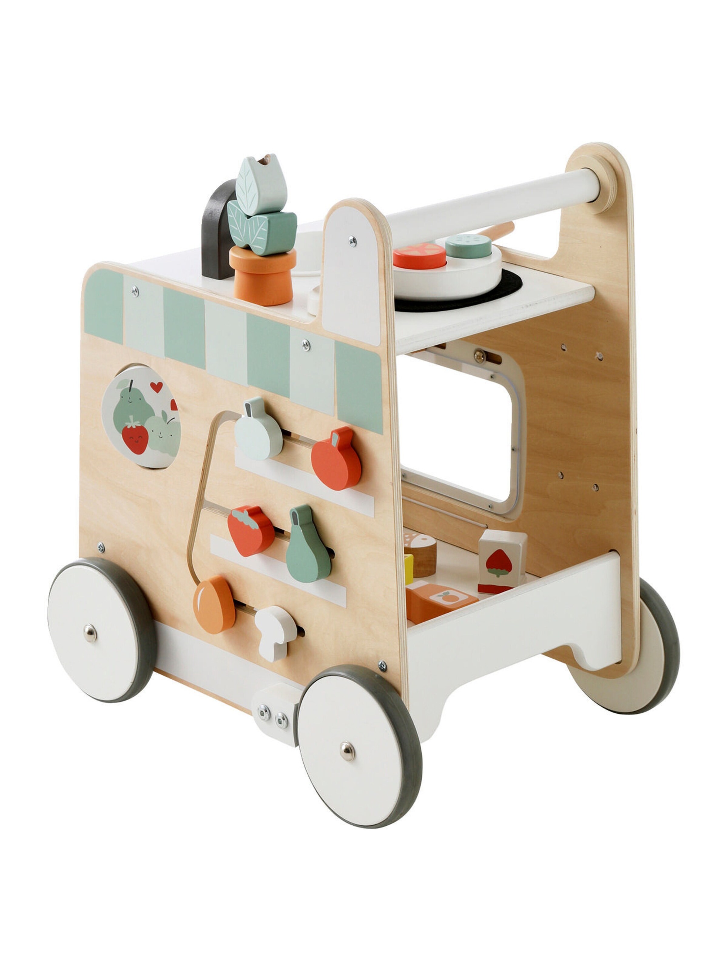 Vertbaudet 3-in-1-Lauflernwagen mit Spielküche FSC® natur/weiß