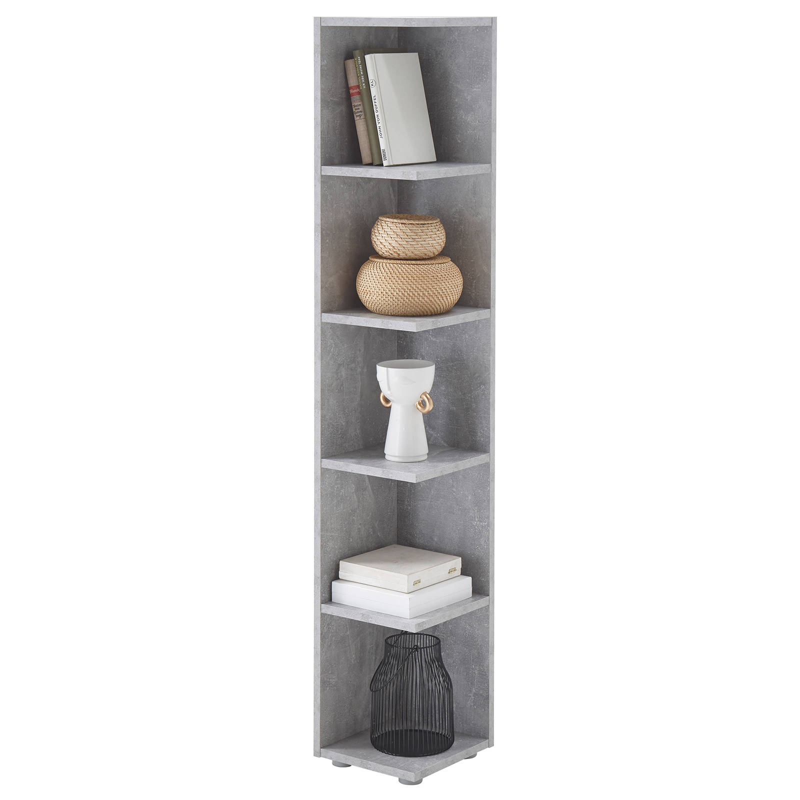 Eckregal - Beton-Optik - 142 cm hoch