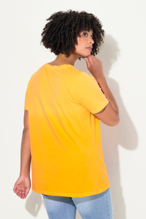 T-Shirt, Farbverlauf, Pailleten-Schriftzug, V-Ausschnitt, Halbarm