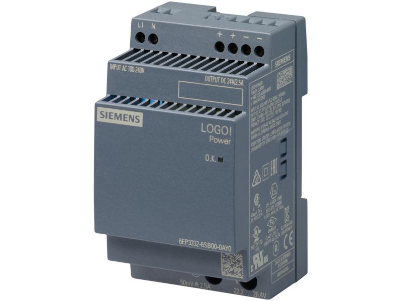 Siemens DIN-Schienennetzgerät  60 W, 24 V Geregelte Stromversorgung LOGO!POWER 24 V / 2.5 A