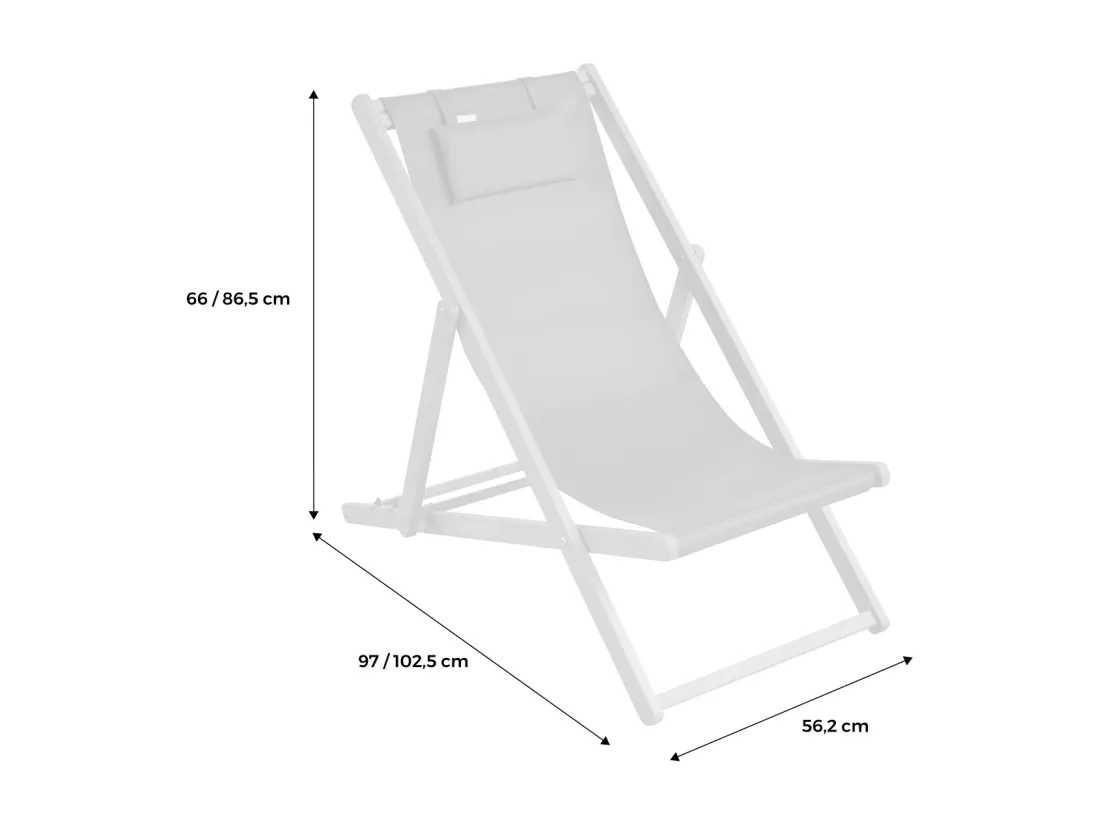 Chiliennes bois - Creus - 2 transats en bois d'Eucalyptus huilé avec coussin repose-tête blanc