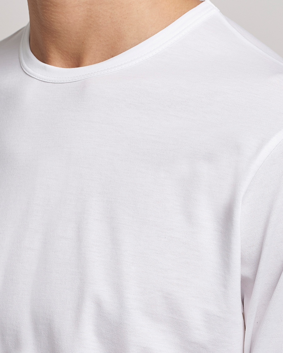 Sunspel Long Sleeve Crew Neck Cotton Tee White