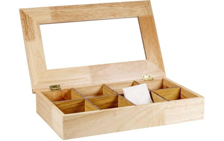 Teebeutel-Box Jasmin HellbraunTeebehälter aus Gummibaum