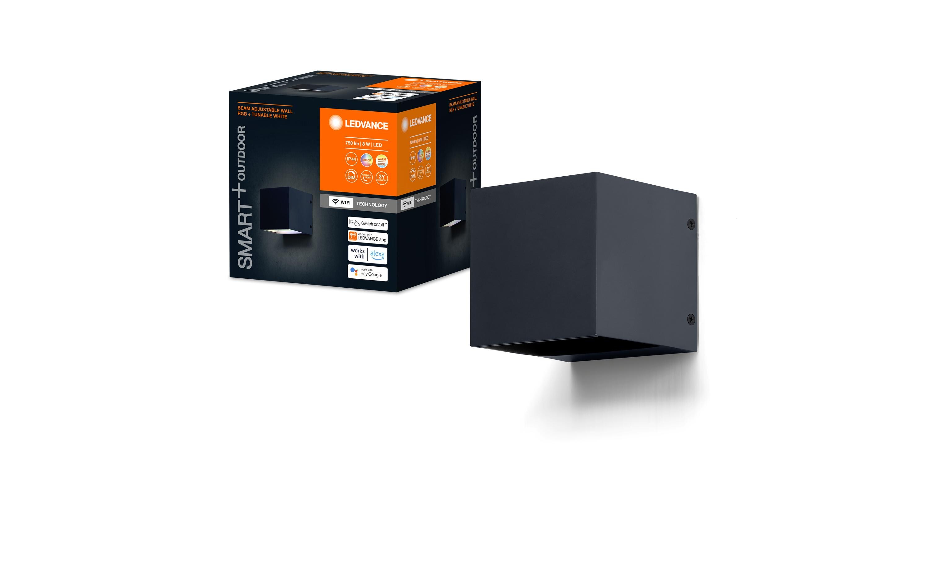 Wandleuchte Smart+ Beam Adjust, 8W, 3000K, RGBW, SchwarzSmarte Wandleuchte